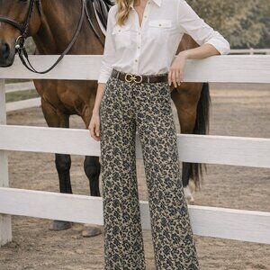 Equestrian Designs Lace Print Trousers Size a Small medium